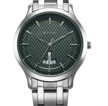 Titan Karishma Quartz Analog Green Dial Silver Stainless Steel Strap